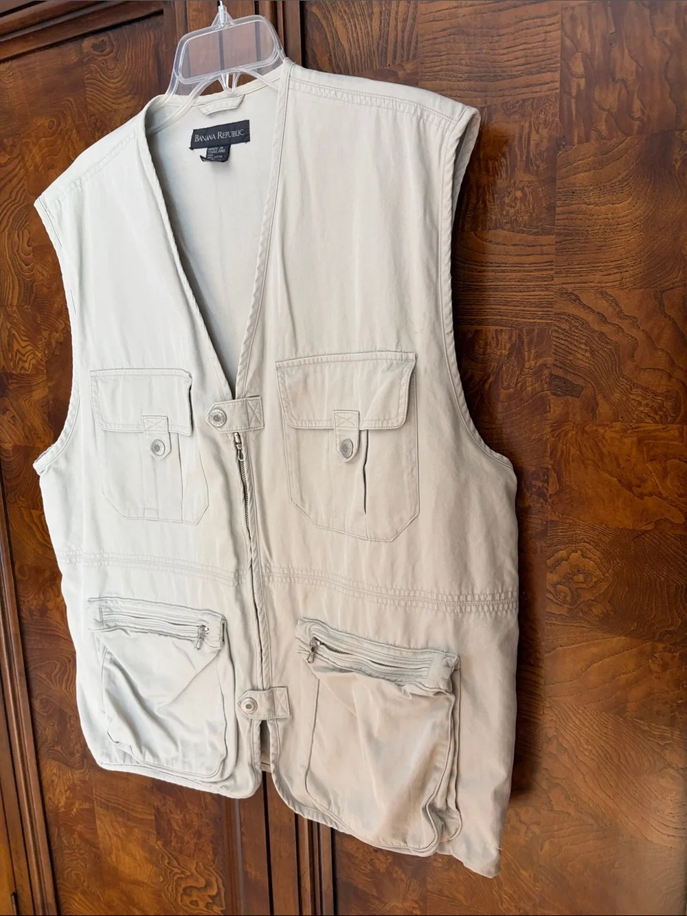 Title: Vintage Banana Republic Safari Travel Photojournalist Vest Size L